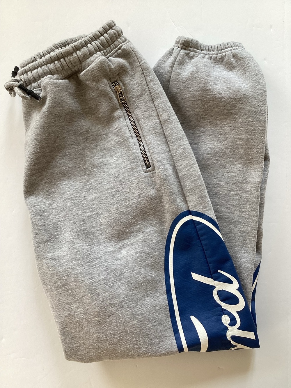 Missguided Ford Gray Sweatpants with Blue Logo Accent Size 12
